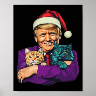 Trump met katten vrolijk kerstfeest grappig  poster