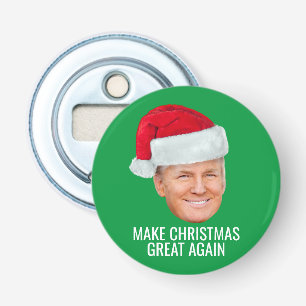Trump met Santa Hat - Maak kerst nog een keer gewe Button Flesopener