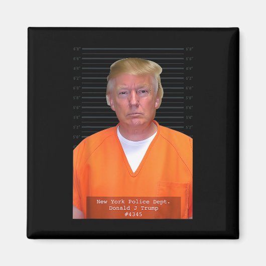 Trump Mok Shot Range Jumpsuit Parodie Achter Bars Magneet (Voorkant)