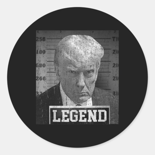 Trump Mugshot Grappige Donald Trump Legend Ronde Sticker (Voorkant)