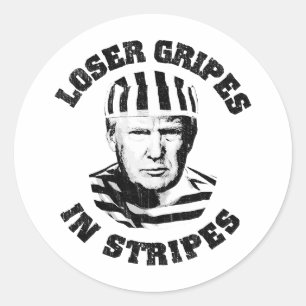 Trump Mugshot: Verliezer klaagt in strepen Ronde Sticker
