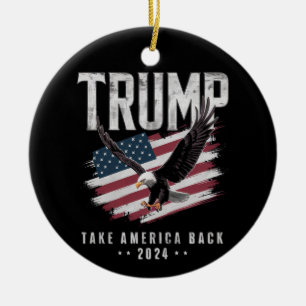 Trump Neem Amerika Terug 2024 Verkiezing Vintage Keramisch Ornament
