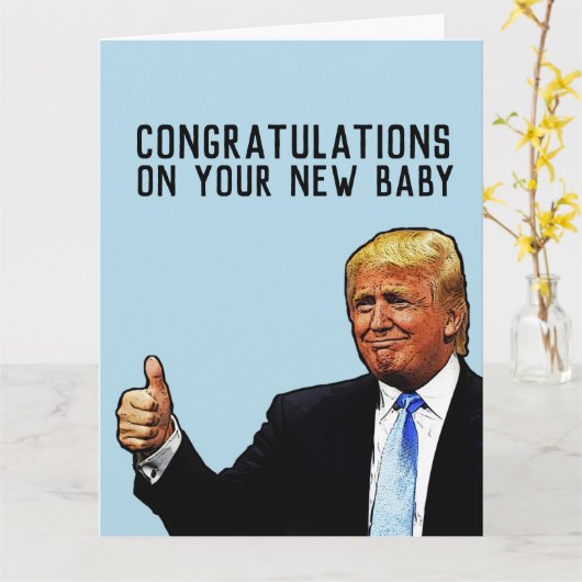 TRUMP NIEUWE BABY FELICITATIES GROTE VERJAARDAGKAA KAART (Gele Bloem)