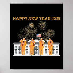 Trump Nieuwjaar 2025 Witte Huis Vuurwerk vieren Poster