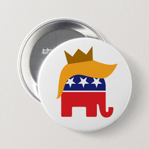 Trump Olifant Haar Logo met Kroon Ronde Button 7,6 Cm