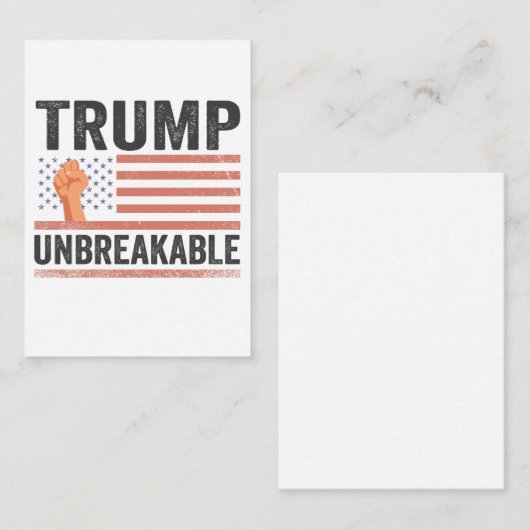 Trump Onbreekbare President Trump Amerikaanse vlag Informatiekaartje (Voorkant / Achterkant)