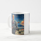 Trump op Alien Planet Dinosaurs Laser Pistool Volc Koffiemok (Voorkant links)
