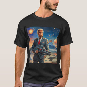 Trump op Alien Planet Dinosaurs Laser Pistool Volc T-shirt