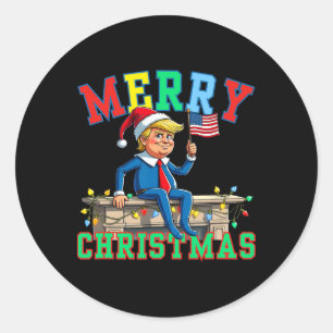 Trump op de plank Grappig Vrolijk Kerst Elf Famili Ronde Sticker
