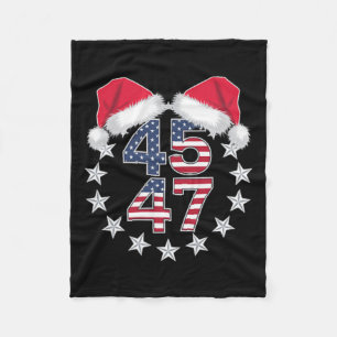 Trump op rug 45 47 President USA Santa Hat Christ Fleece Deken