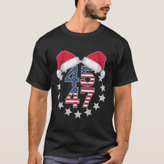 Trump op rug 45 47 President USA Santa Hat Christ T-shirt