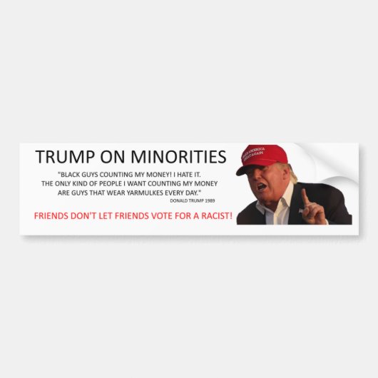 TRUMP OVER MINDERHEDEN BUMPERSTICKER (Voorkant)
