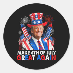 Trump Patriottisch Vuurwerk maken 4 juli geweldig  Ronde Sticker