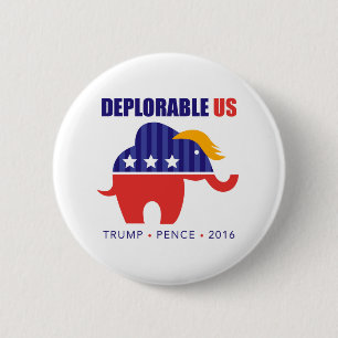 Trump Pence 2016 Elephant Toupee Campaign Button