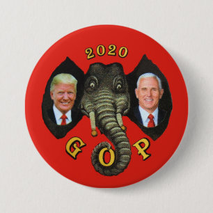 Trump Pence 2020 GOP Elephant Ronde Button 7,6 Cm