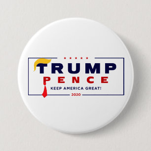 Trump Pence 2020 Red Stropdas Yellow Hair Ronde Button 7,6 Cm
