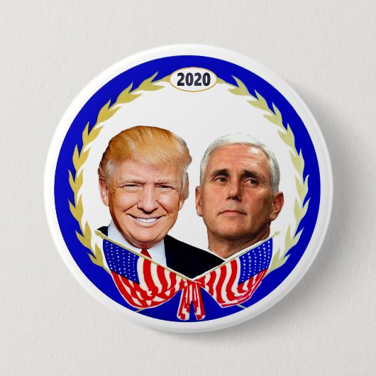 Trump Pence 2020 Ronde Button 7,6 Cm (Voorkant)