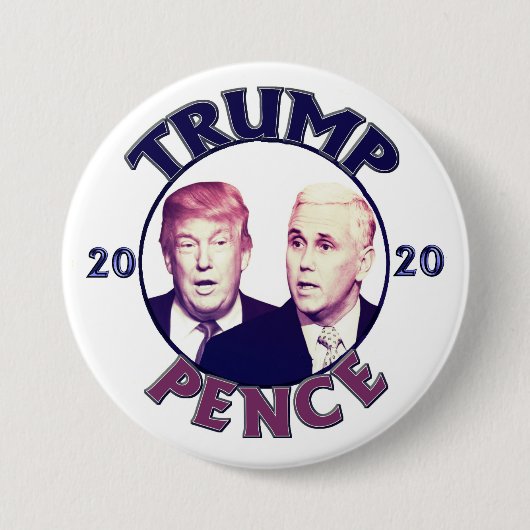 Trump Pence 2020 Ronde Button 7,6 Cm (Voorkant)