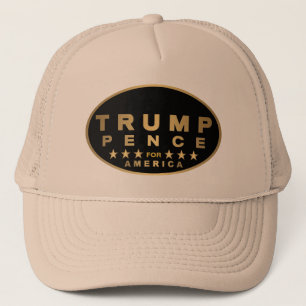 Trump Pence Gold Tone Oval Logo voor Amerika 2016 Trucker Pet