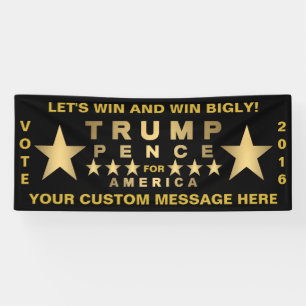 Trump Pence Gold Tone Win Bigly Custom Message Spandoek