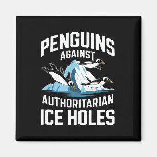 Trump pinguïns tegen autoritaire ijsholten magneet