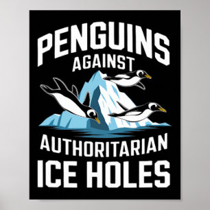 Trump pinguïns tegen autoritaire ijsholten poster