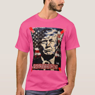 Trump President 2024 Amerikaanse vlag Distr T-shirt