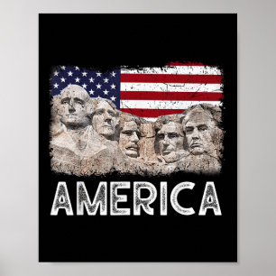 Trump President 45th Rushmore Mount American Flag Poster