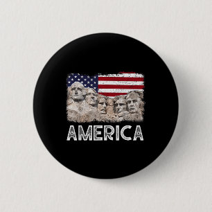 Trump President 45th Rushmore Mount American Flag Ronde Button 5,7 Cm