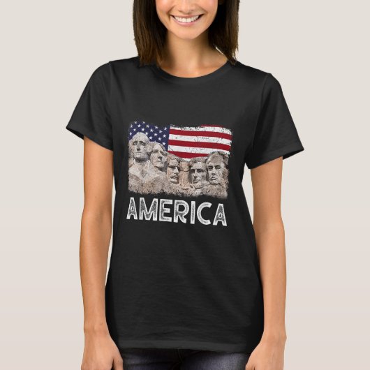 Trump President 45th Rushmore Mount American Flag T-shirt (Voorkant)