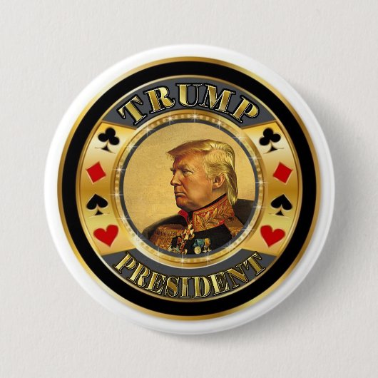 Trump President Casino Chip Ronde Button 7,6 Cm (Voorkant)