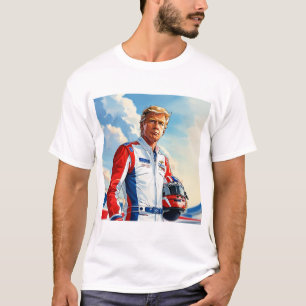 Trump Racing autocoureur met helm NASCAR MAGA T-shirt