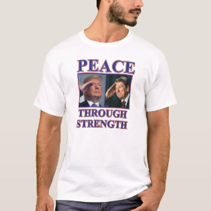 Trump Reagan Vrede door kracht T-shirt