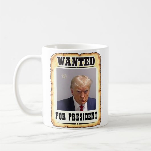 Trump Recherché Pour Le Président Mug Tiré Du Café (Gauche)