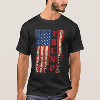 Trump  Retro Distress USA Flag American T T-shirt