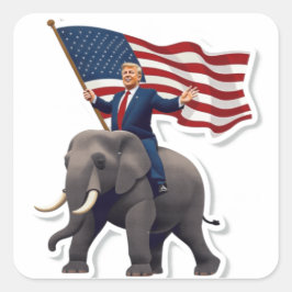 Trump Riding Elephant Vierkante Sticker