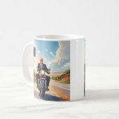 Trump rijdt motorfiets voorbij 47 teken Mooie VS Koffiemok (Voorkant links)