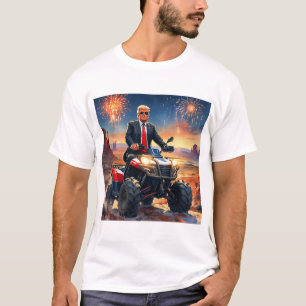 Trump rijdt op ATV in Monument Valley Vuurwerk VS T-shirt