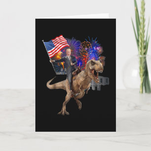 Trump rijdt op een dinosaurus T-rex steun Trump Kaart