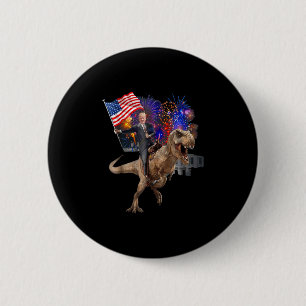 Trump rijdt op een dinosaurus T-rex steun Trump Ronde Button 5,7 Cm