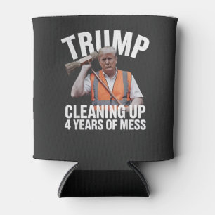 Trump ruimt 4 jaar rommel opruiming vuilnisbak op blikjeskoeler