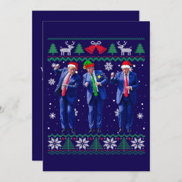 Trump Santa Hat Dance Blue Christmas Kaart