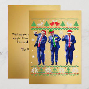 Trump Santa Hat Dance Gouden Kerst Kaart