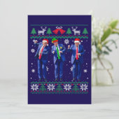 Trump Santa Hat Danse Bleu Carte de Noël (Debout devant)