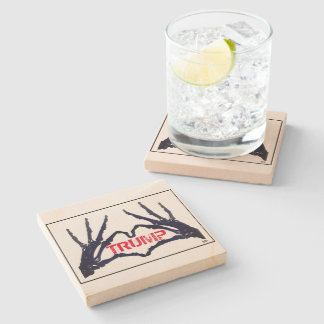 "TRUMP" Schedel Handen COASTER (ZAND STEEN) Stenen Onderzetter