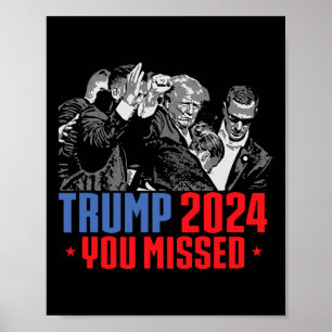 Trump Schot Kogelvrij Bloederig Oor Bloedend Butle Poster