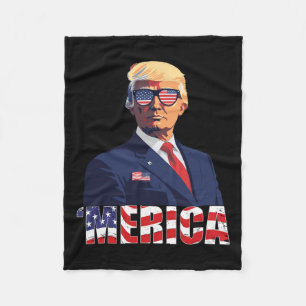 Trump Shirt Merica Trump Sungl US Flag 4 juli Fleece Deken