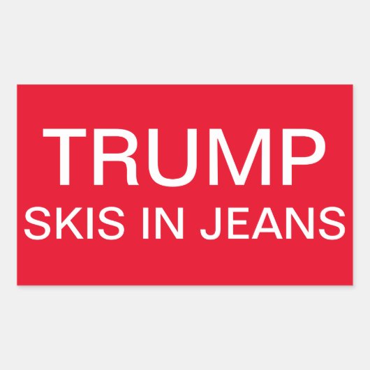 Trump ski's in jeans rechthoekige sticker (Voorkant)