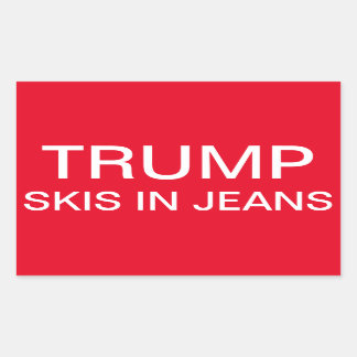 Trump ski's in jeans rechthoekige sticker