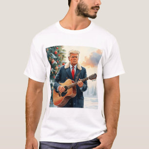 Trump speelt akoestische gitaar bij kerstboom t-shirt